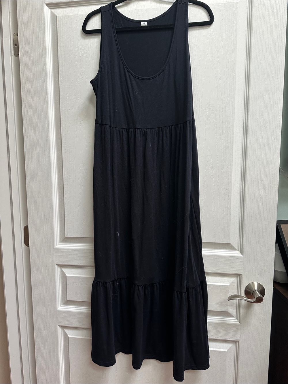 Sleeveless Navy Maxi Dress with Tiered Skirt